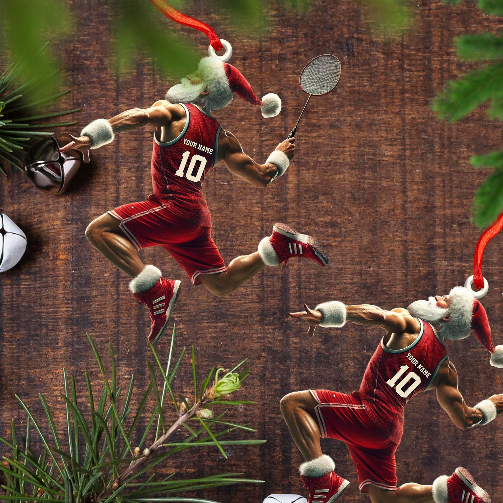 Blisscorners Custom Badminton Santa Ornament, Personalized Ornament2D Flat LM2211