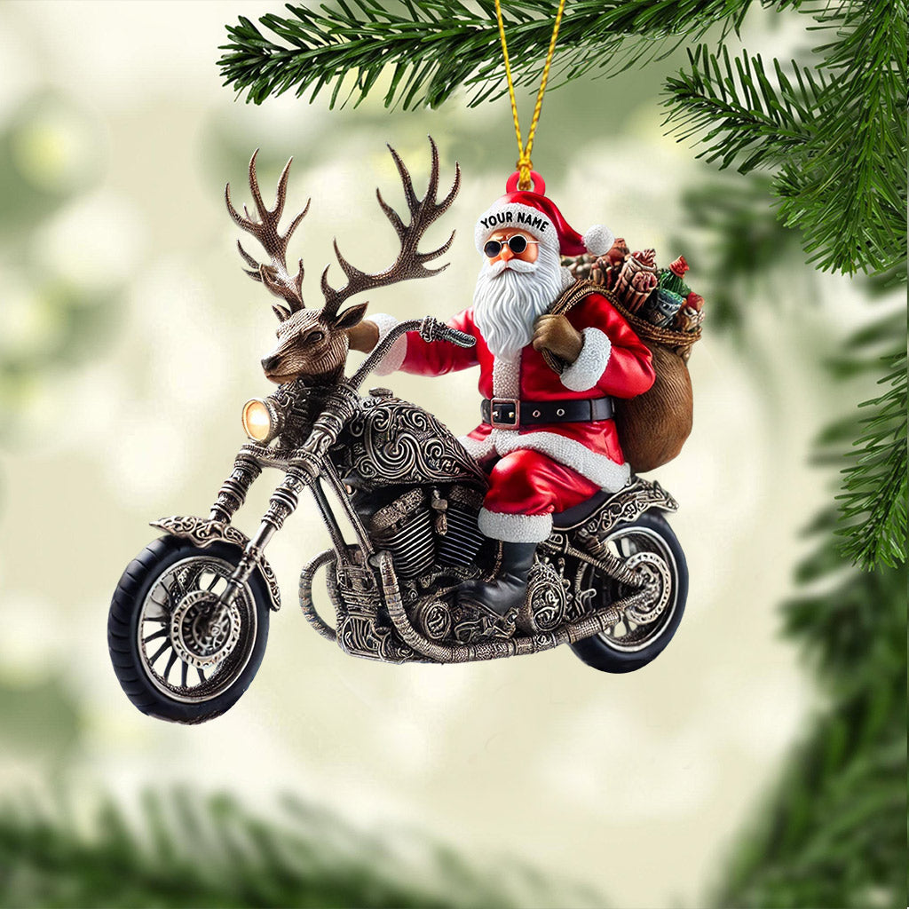 Blisscorners Moto Santa Home Decor Christmas Ornament, Personalized Ornament2D Flat LM2211