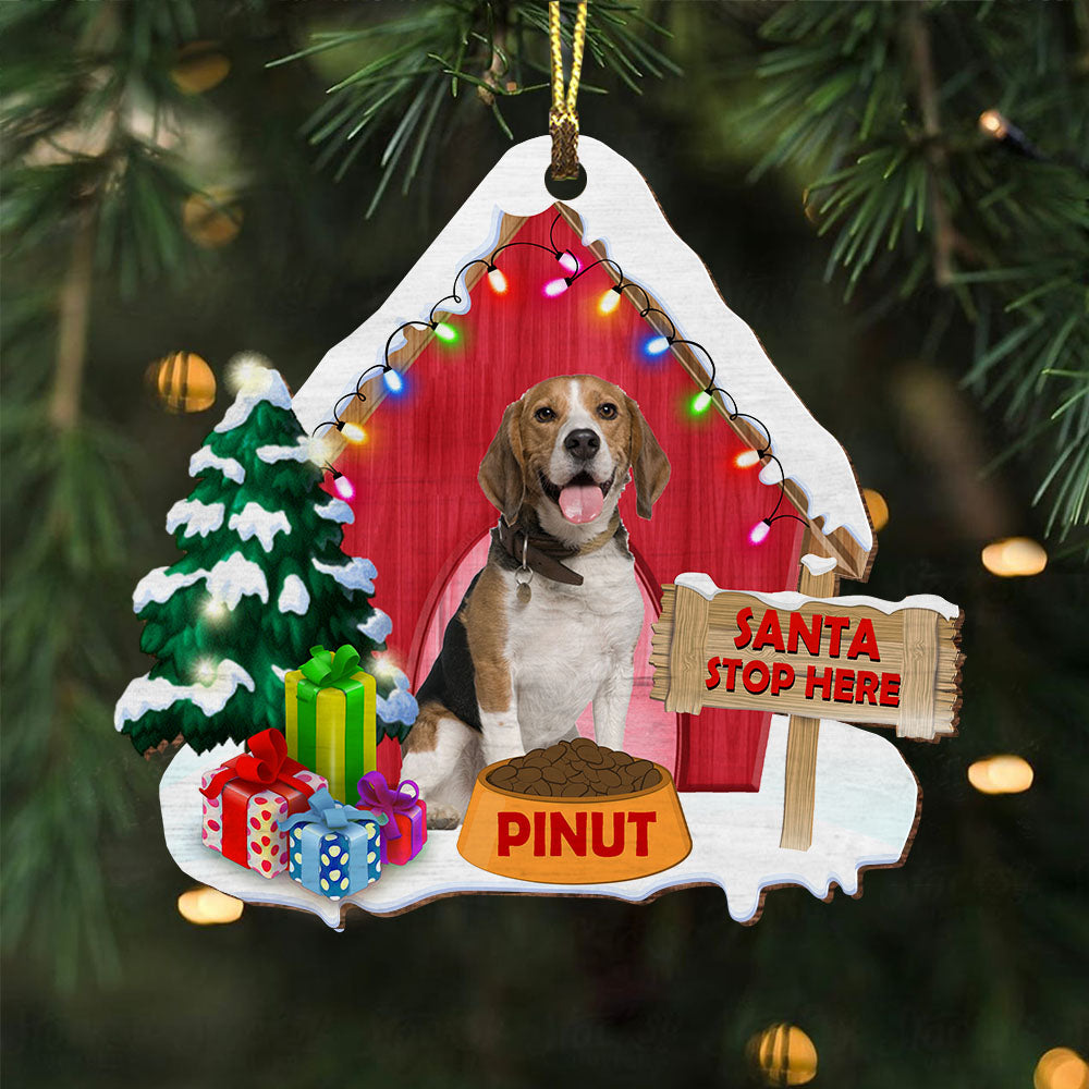 Blisscorners Pet Christmas House - Custom Photo And Name - Personalized Custom Shaped Wooden Ornament, Christmas Gift2D Flat LM2111