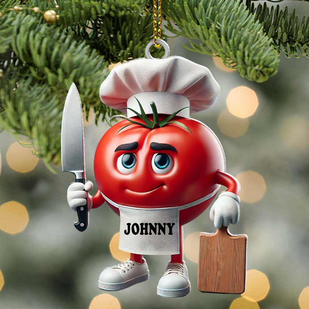 Blisscorners Tomato Chef Christmas Ornament, Personalized Ornament2D Flat LM2211