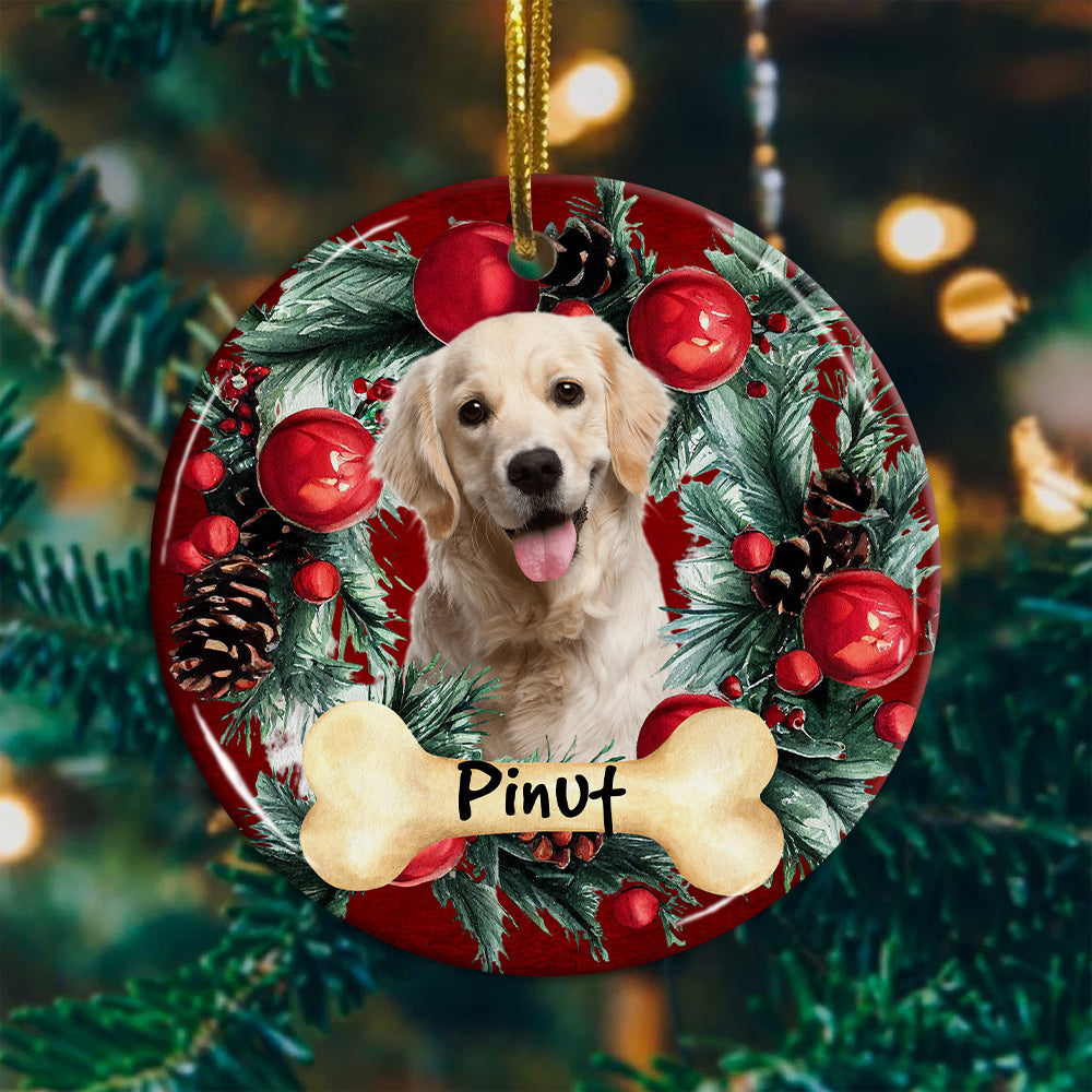 Blisscorners Xmas Pet Photo - Personalized Christmas Ceramic Ornament - Gift For Pet Lover2D Flat LM2111