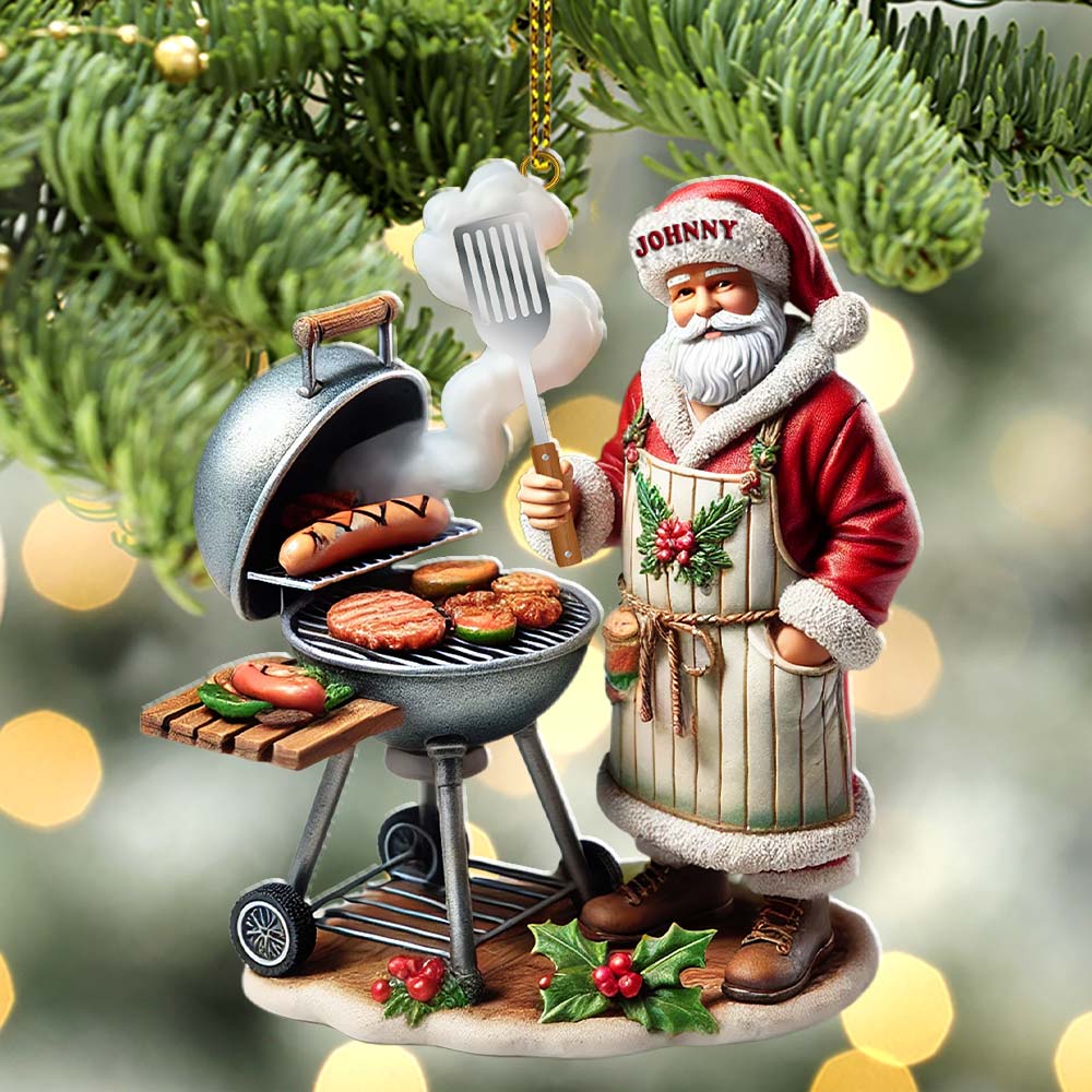 Blisscorners Custom Name Santa Grill Ornament, Christmas Gift2D Flat LM2211