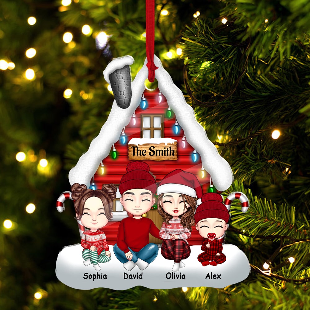 Blisscorners Christmas Snow House Family Members - Personalized Acrylic Ornament - Gift For Family, Xmas Gift2D Flat LM2111