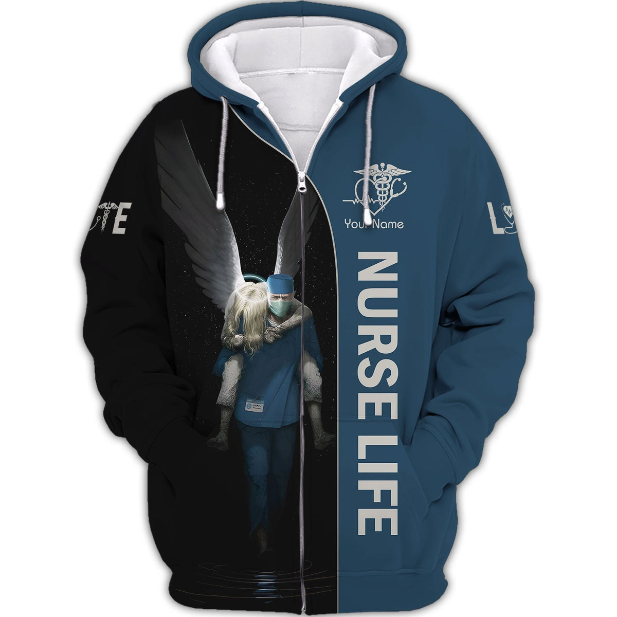 Blisscorners Personalized Nurse Shirt, Angel Wings and Healthcare Hero Tribute