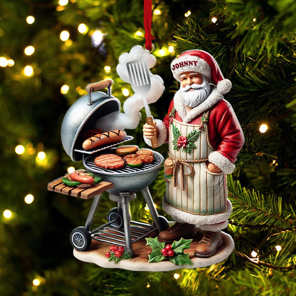 Blisscorners Custom Name Santa Grill Ornament, Christmas Gift2D Flat LM2211