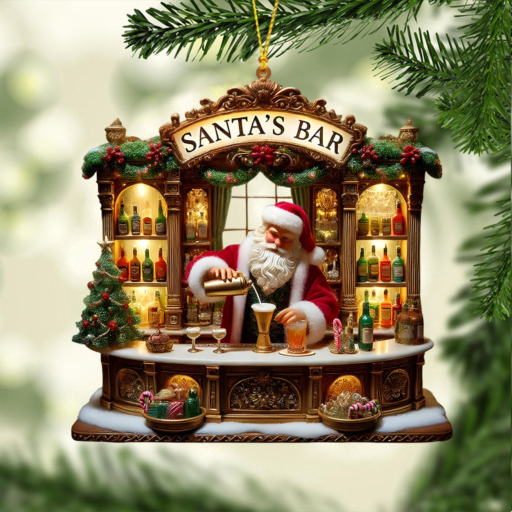 Blisscorners Santa's Bar Christmas Ornament, Bartender Ornament, Personalized Ornament2D Flat LM2211