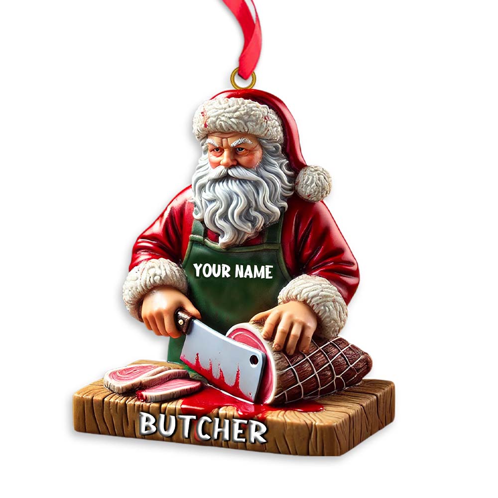 Blisscorners Custom Santa Butcher Ornament, Personalized Ornament2D Flat LM2211