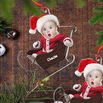 Blisscorners Baby In Christmas Sleigh - Custom Photo And Name, Personalized Acrylic Ornament - Gift For Christmas, Family Gift2D Flat LM2111