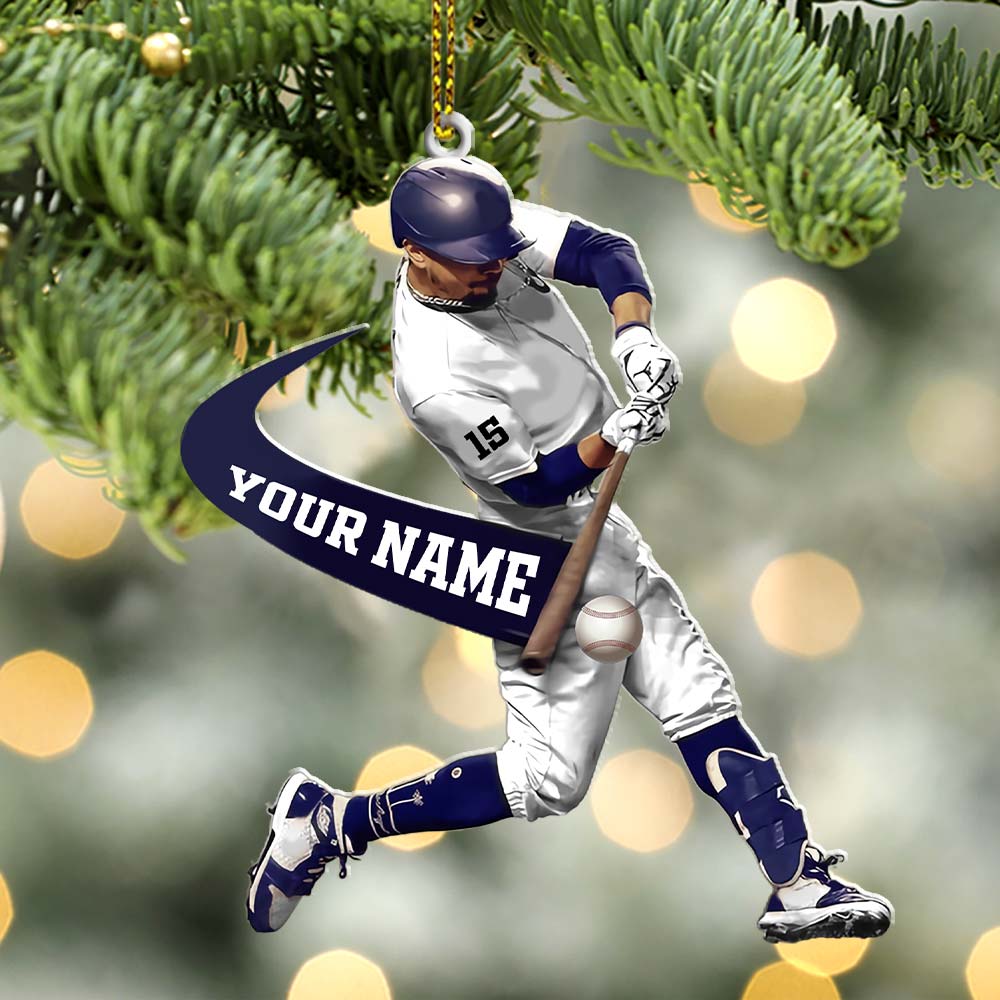 Blisscorners Custom Name Baseball Ornament, Christmas Gift for Baseball Lover2D Flat LM2111
