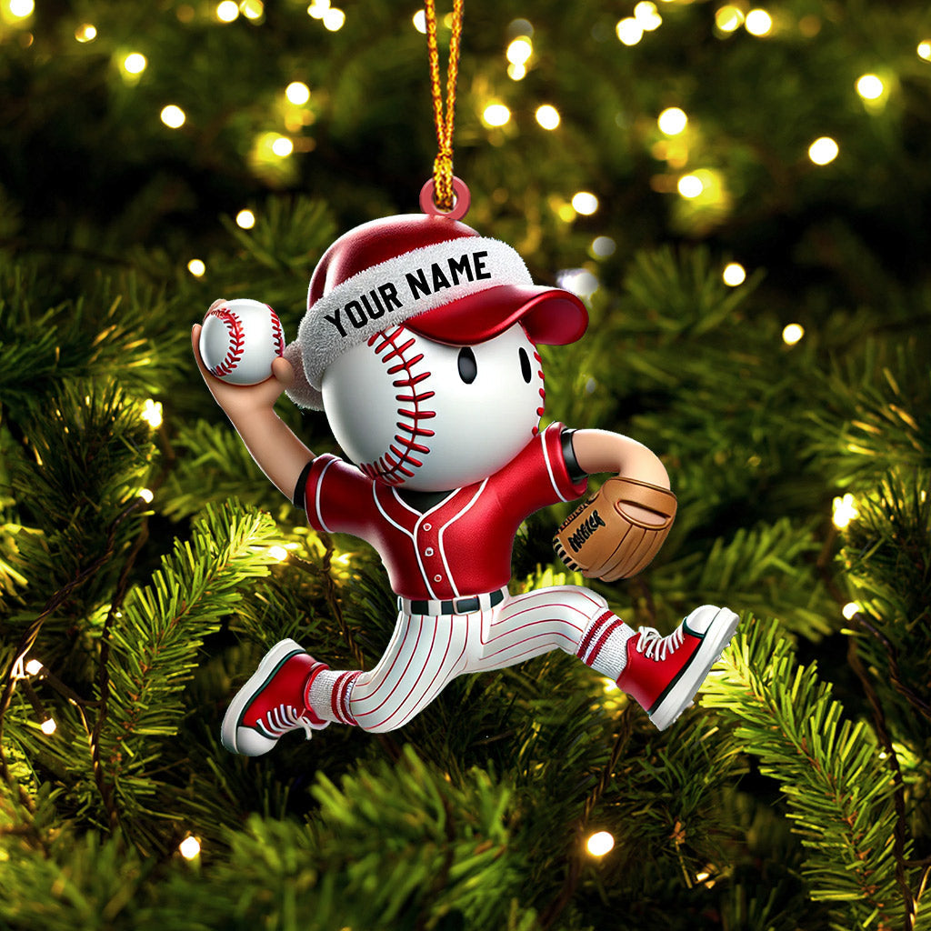 Blisscorners Baseball Player Christmas Ornament, Personalized Ornament2D Flat LM2211