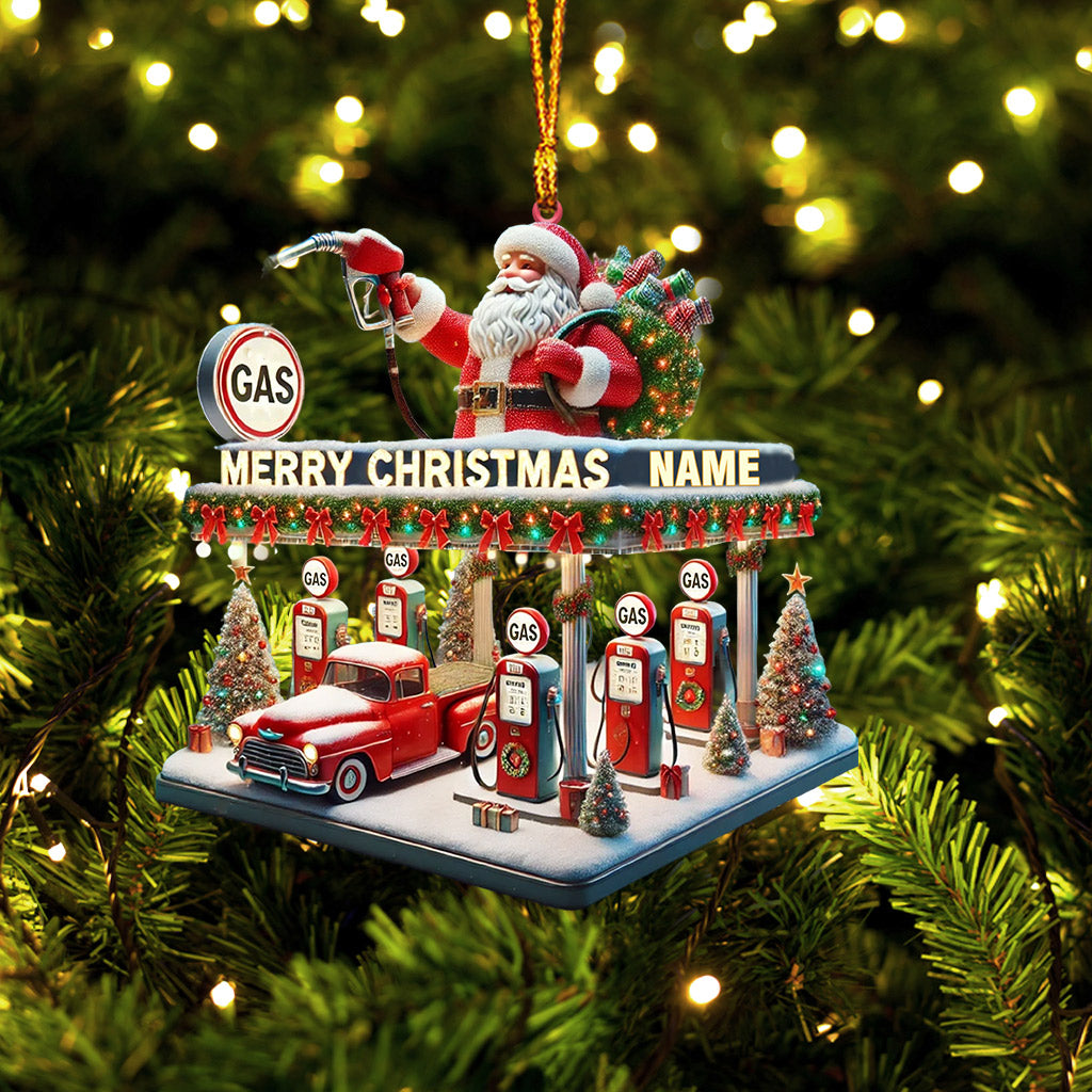 Blisscorners Gas Station Merry Christmas Ornament, Personalized Ornament2D Flat LM2211