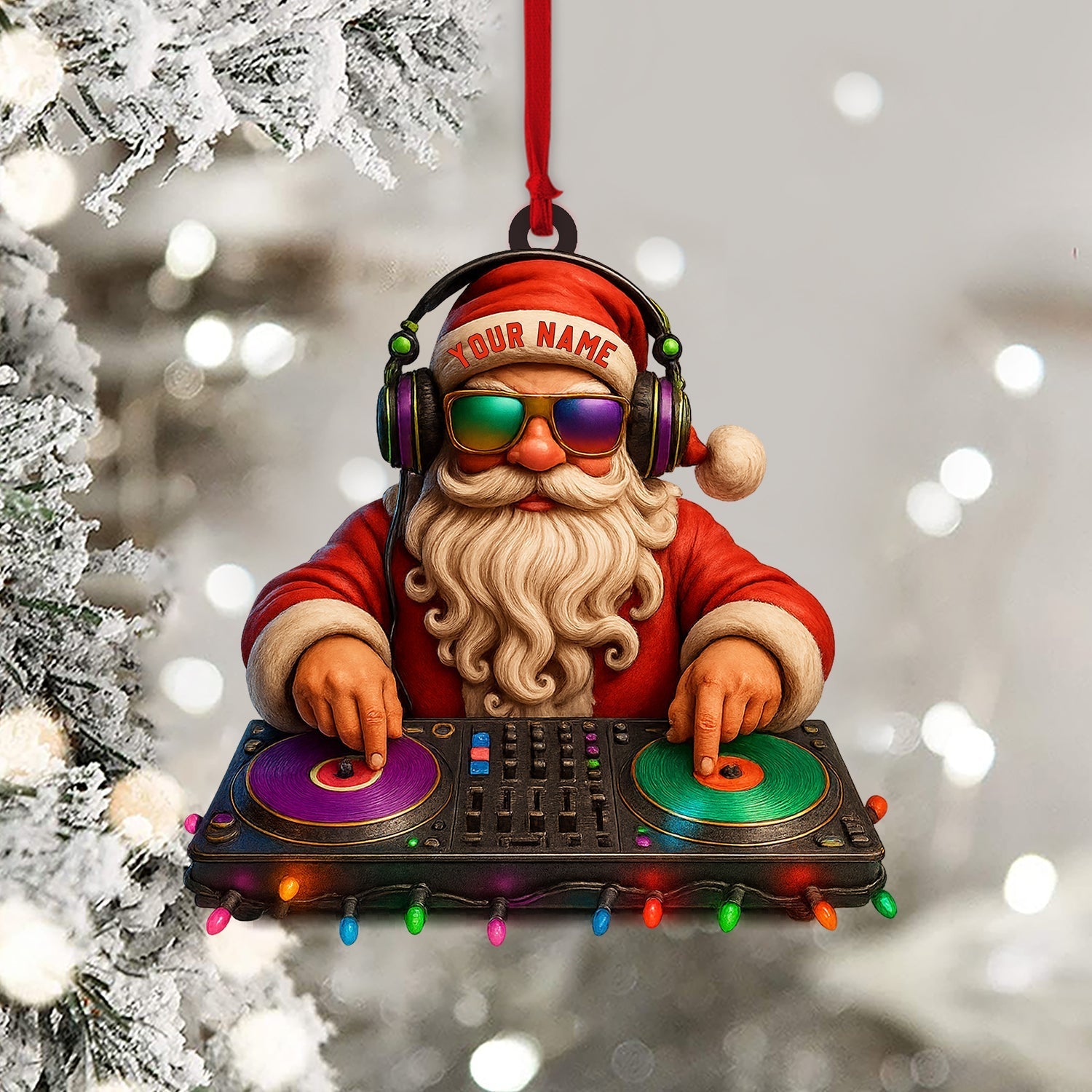 Blisscorners Santa DJ Christmas, Home Decor, Christmas Ornament, Personalized Ornament2D Flat LM2111