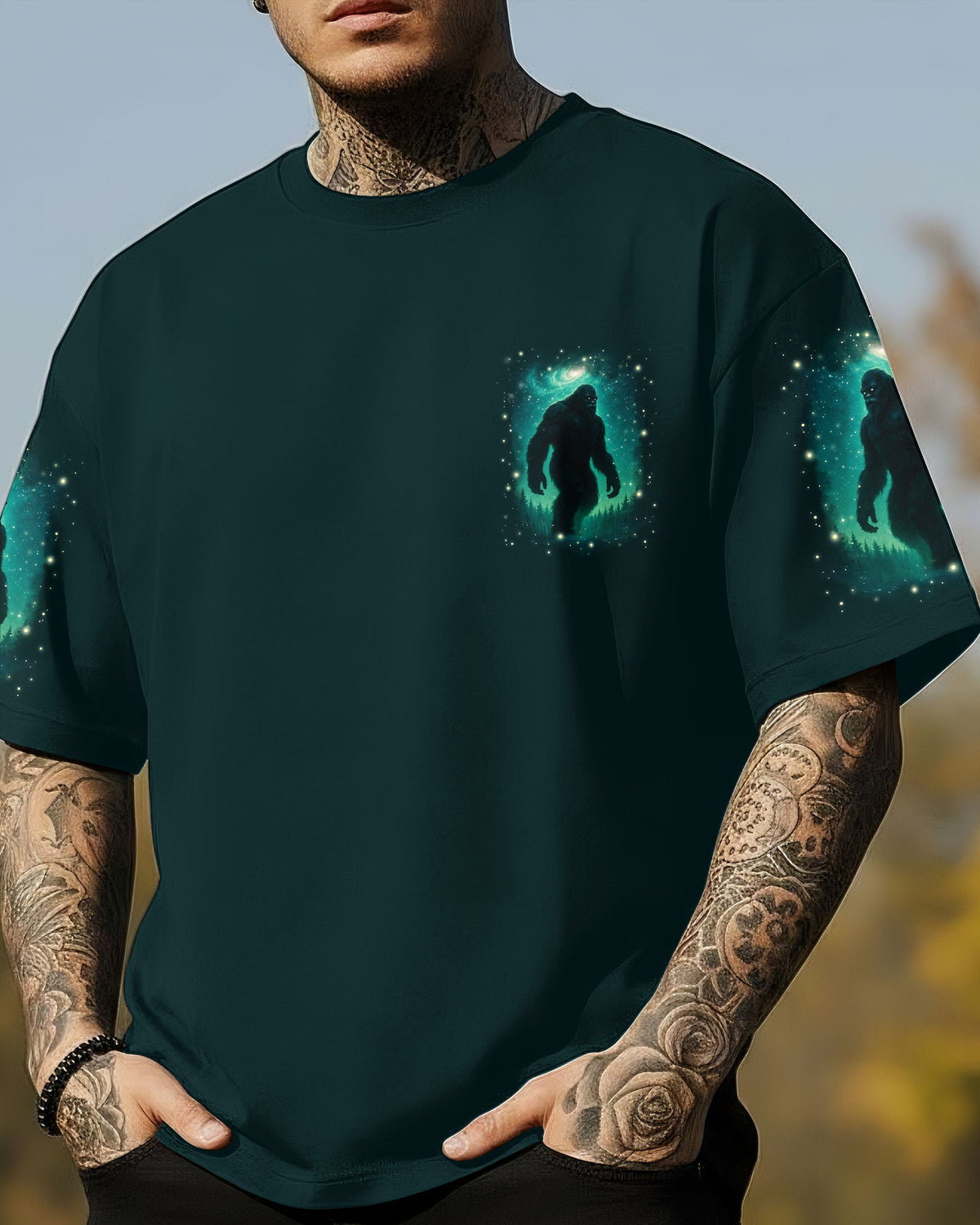 BLISSCORNERS AND INTO THE FOREST I GO BIGFOOT ALL OVER PRINT