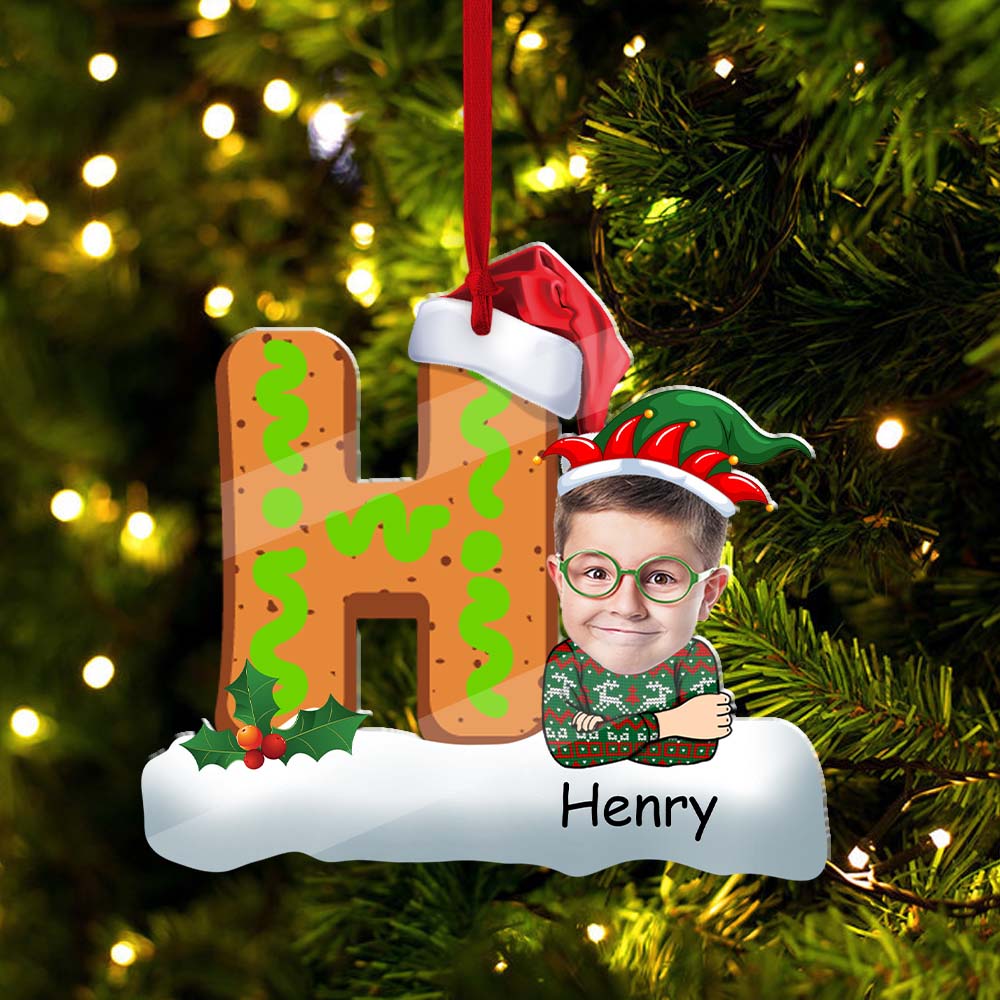Blisscorners Letter And Kid Christmas - Custom Photo And Name, Personalized Acrylic Ornament - Gift For Christmas, Family Gift2D Flat LM2111