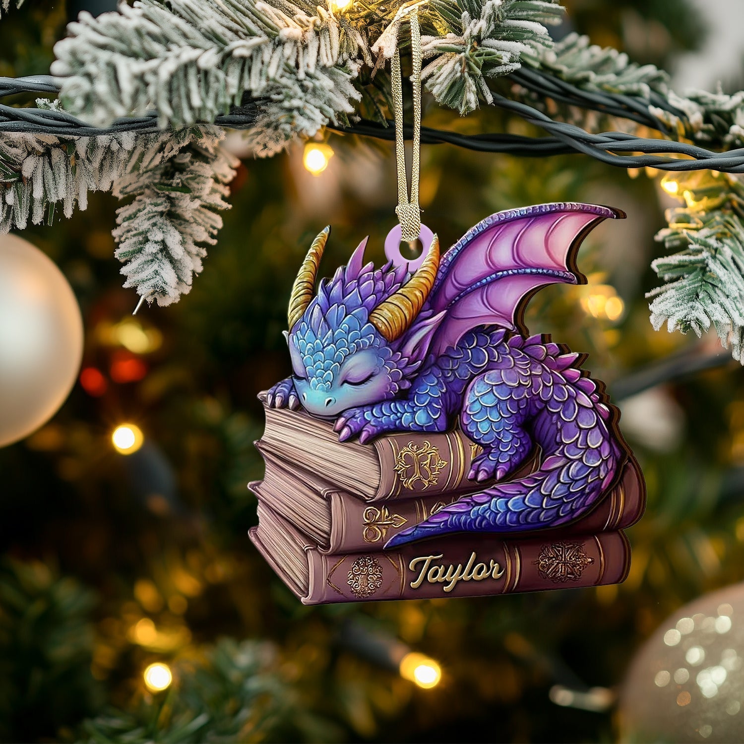 Blisscorners Sleeping Little Dragon Christmas Ornament, Personalized Ornament2D Flat LM2211