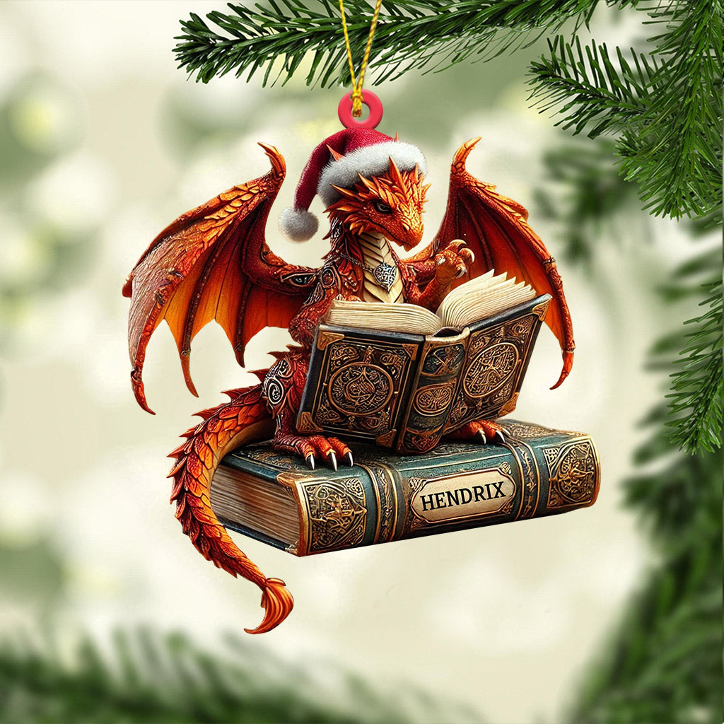 Blisscorners Dragon Reading Book Christmas Ornament, Personalized Ornament2D Flat LM2211