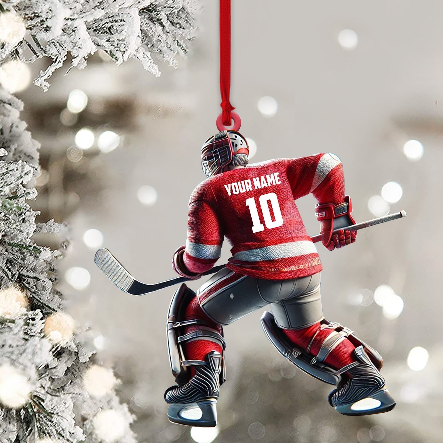 Blisscorners Hockey Player Christmas Ornament, Personalized Ornament2D Flat LM2211