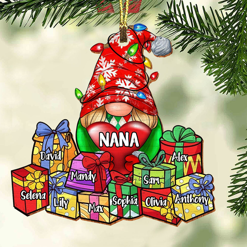 Blisscorners Merry Christmas With Kids - Custom Name - Personalized Custom Shaped Wooden Ornament, Christmas Gift2D Flat LM2111
