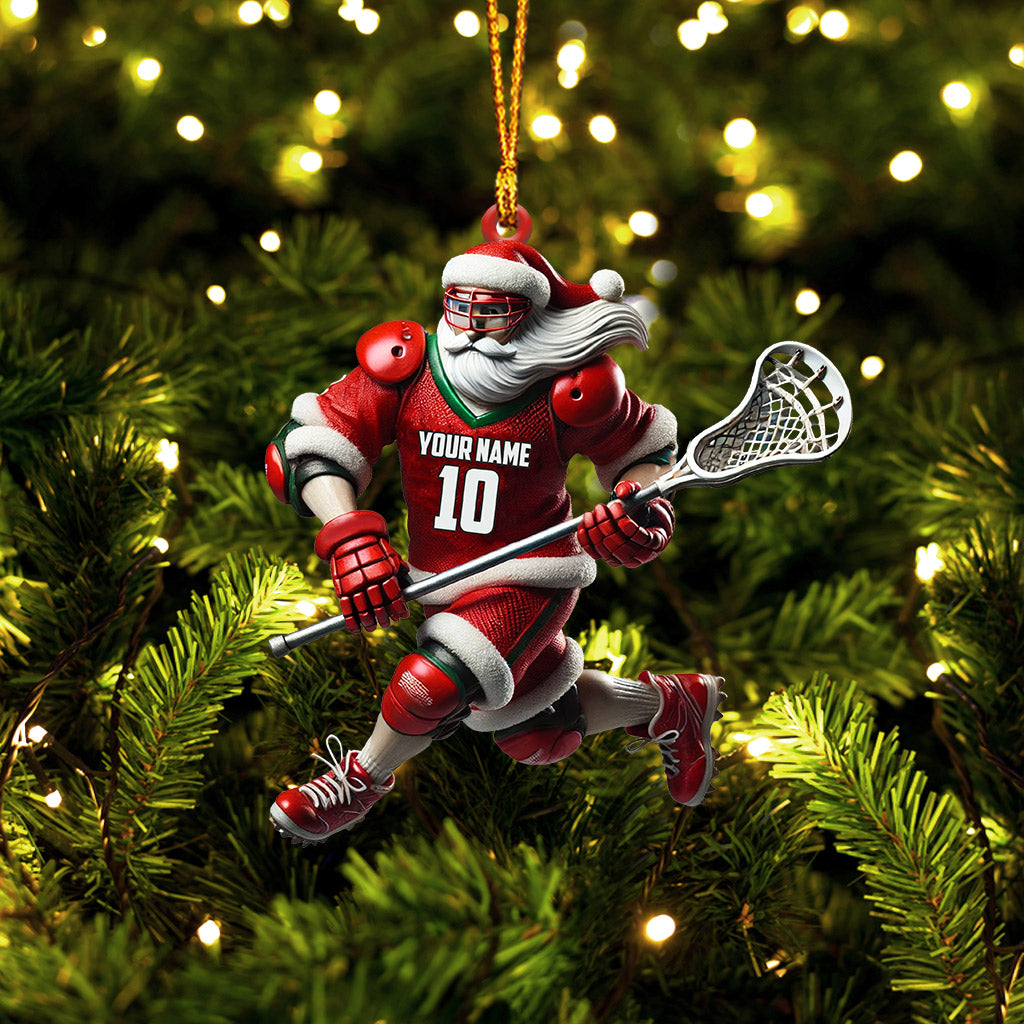 Blisscorners Santa Lacrosse Christmas Ornament, Personalized Ornament2D Flat LM2211