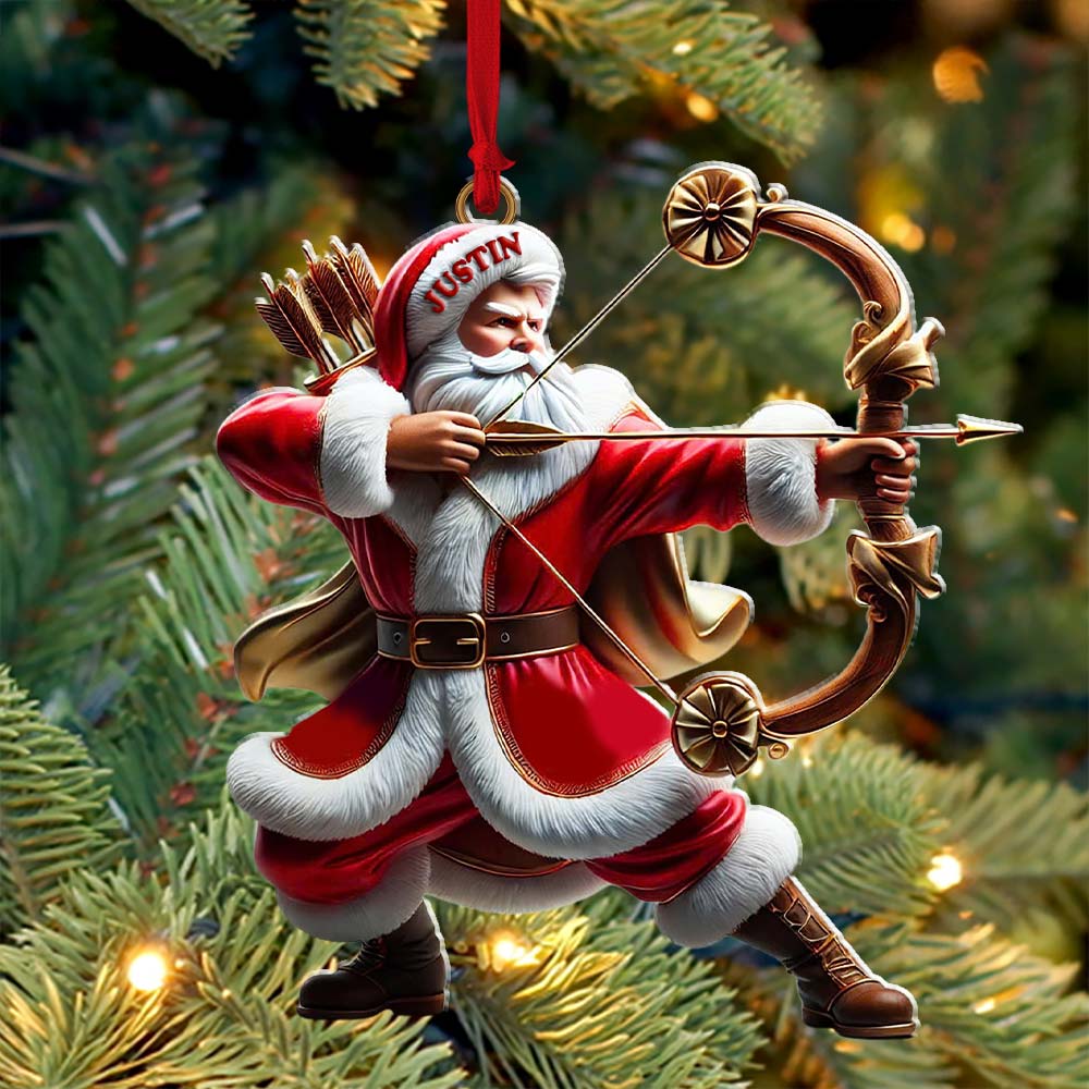 Blisscorners Custom Name Archery Santa Ornament, Christmas Gift2D Flat LM2211