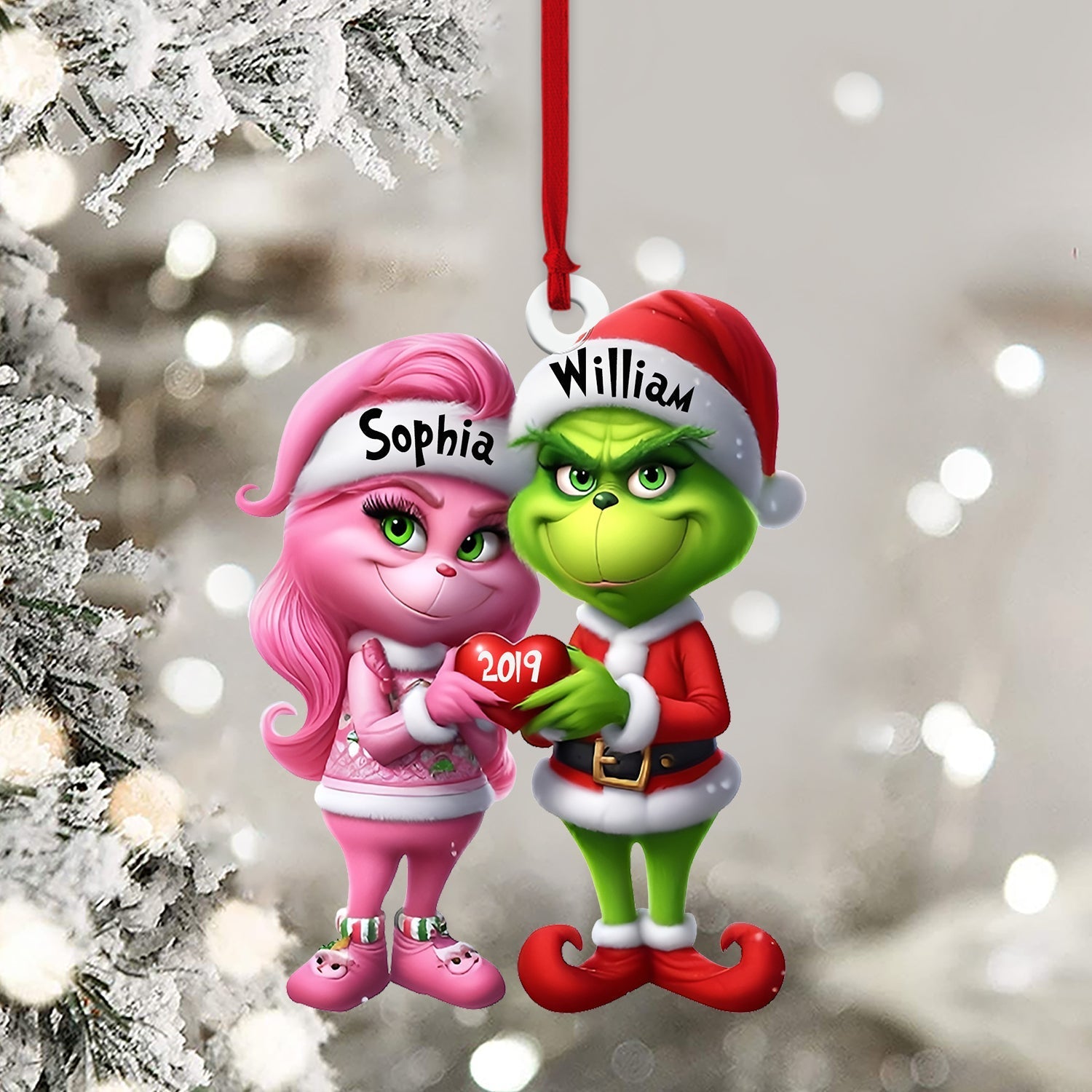 Blisscorners ELF Couple Christmas Ornament, Personalized Ornament2D Flat LM2211