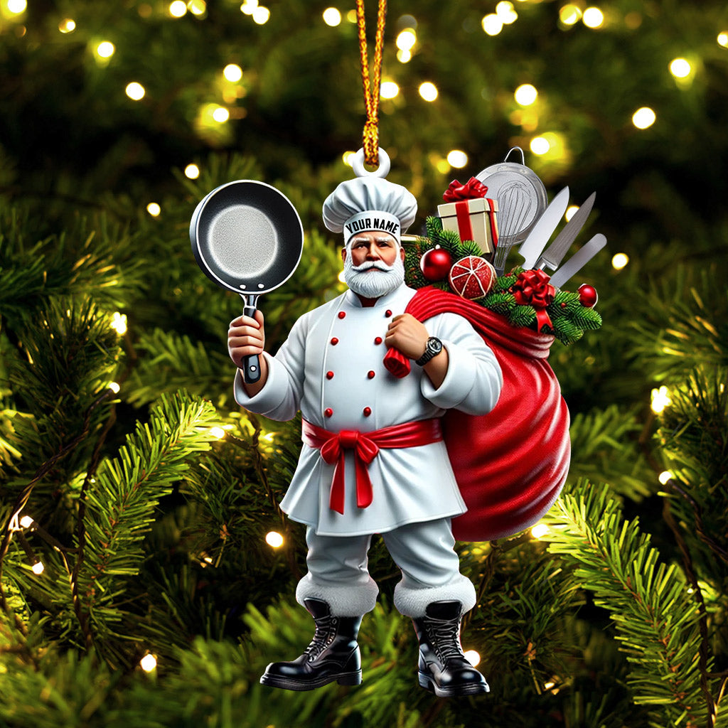 Blisscorners The Chef Santa Coming Christmas Ornament, Personalized Ornament2D Flat LM2211