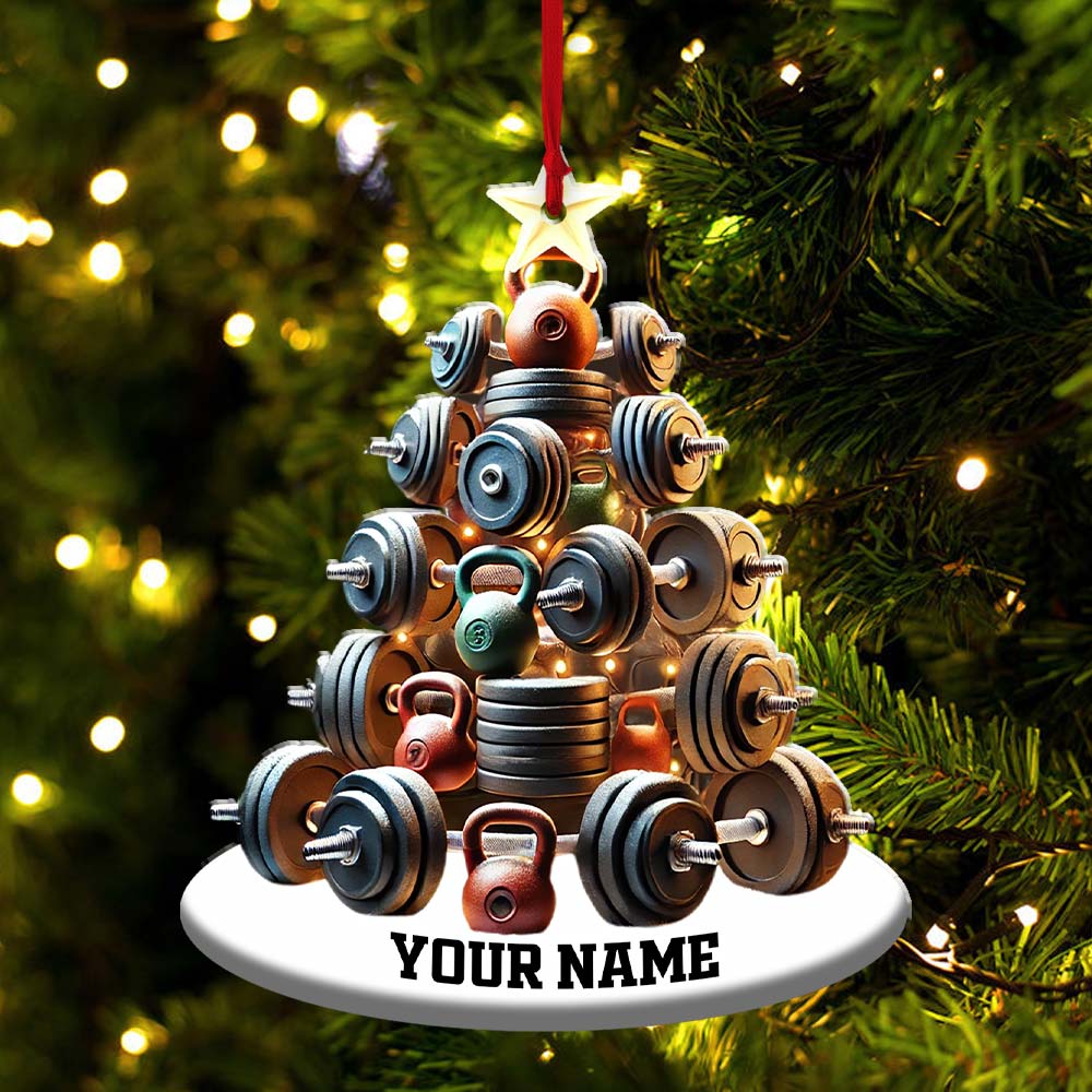 Blisscorners Custom Name Gym Work Out Ornament, Gymnastics Christmas Gift2D Flat LM2211