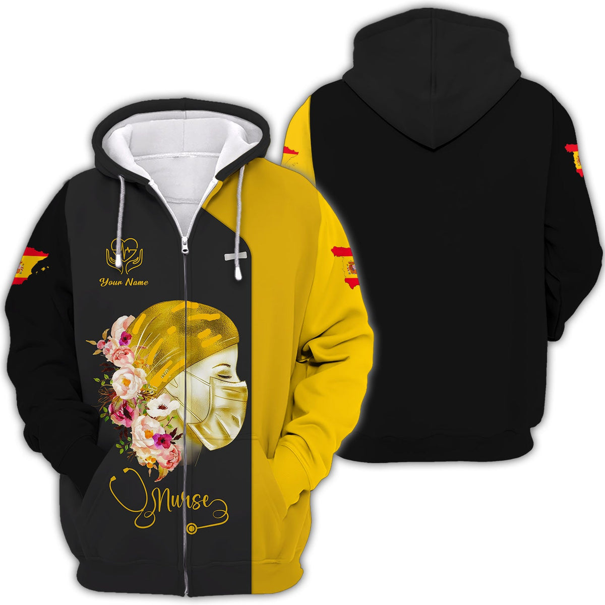 Blisscorners Personalized Nurse Shirt - Floral Compassion and Care