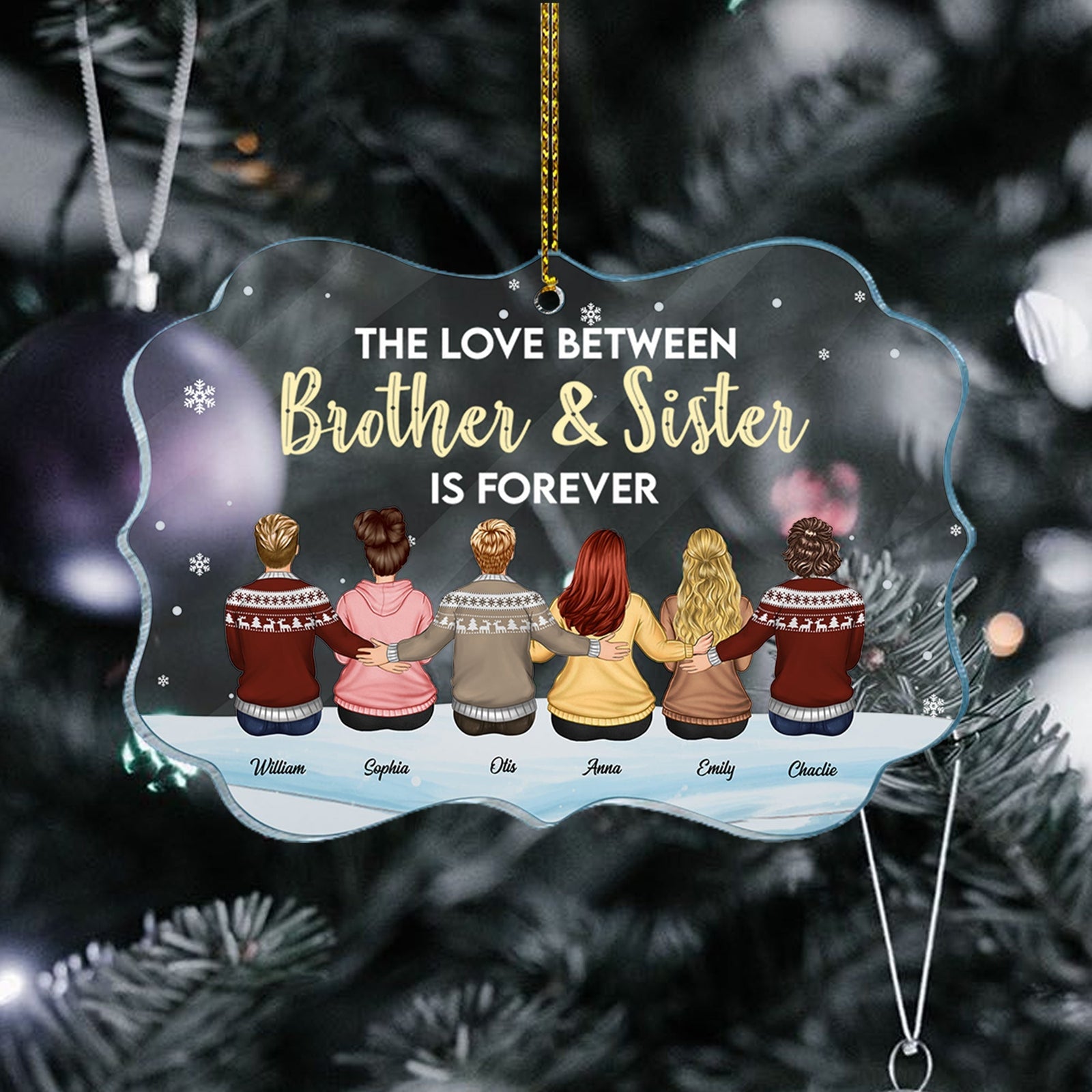 Blisscorners Brother and Sister Forever - Custom Appearances, Quote And Names Christmas Gift - Personalized Acrylic Ornament2D Flat LM2111
