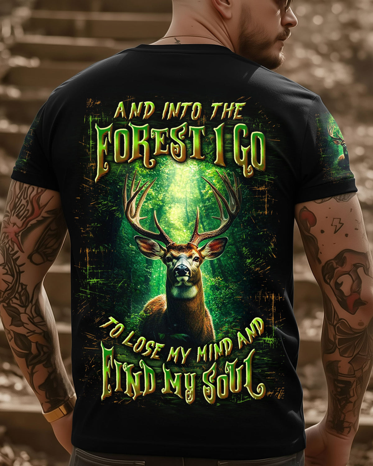 BLISSCORNERS AND INTO THE FOREST I GO DEER ALL OVER PRINT
