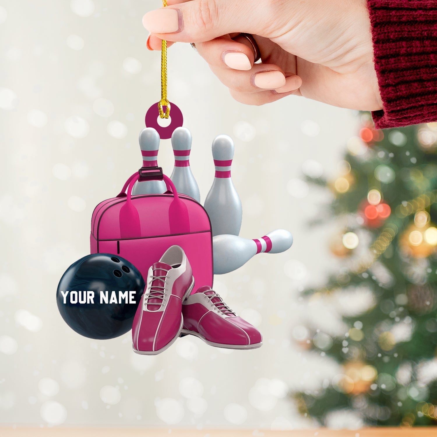 Blisscorners Bowling Set Christmas Ornament, Personalized Ornament2D Flat LM2211