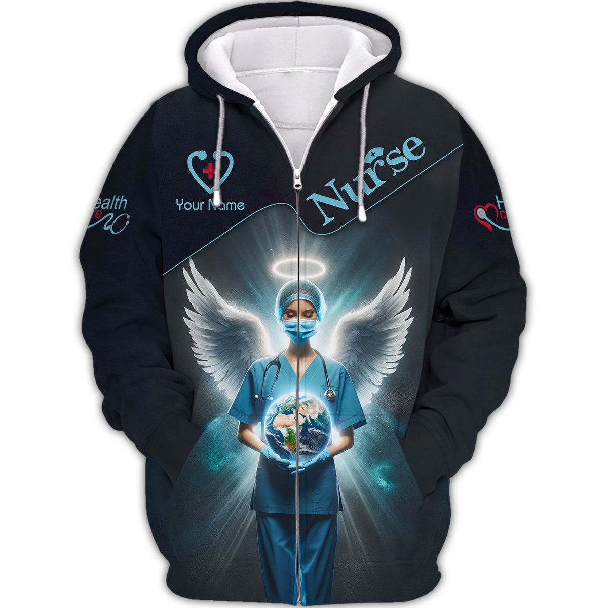 Blisscorners Personalized Nurse Shirts - Guardian Angel Nurse Design for Healthcare Heroes