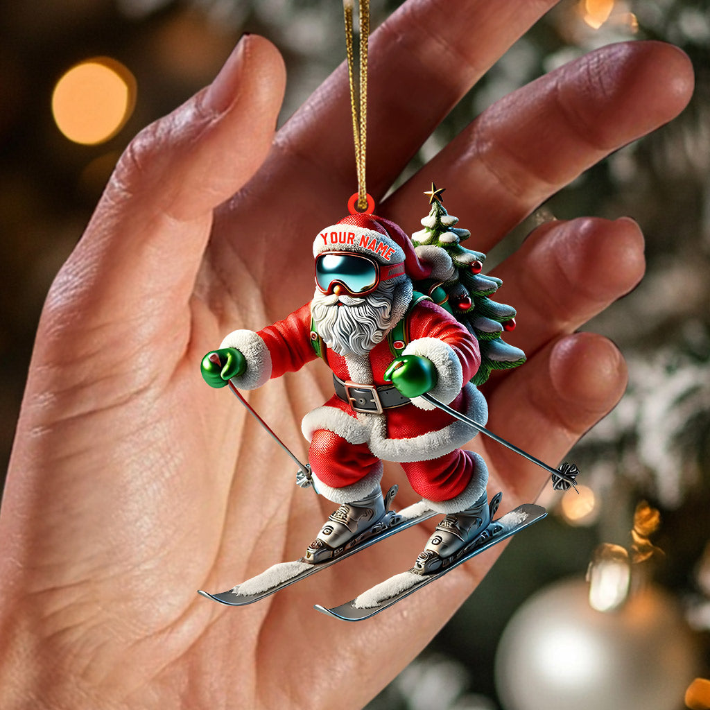 Blisscorners Santa Skiing Christmas Ornament, Personalized Ornament2D Flat LM2211