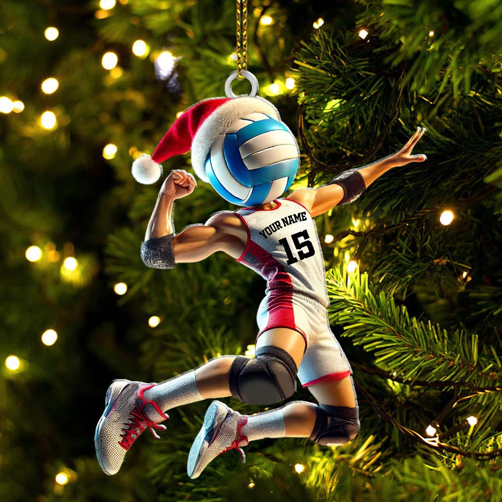 Blisscorners Custom Name and Number Volleyball Champion Ornament, Christmas Gift for Volleyball Lover2D Flat LM2111