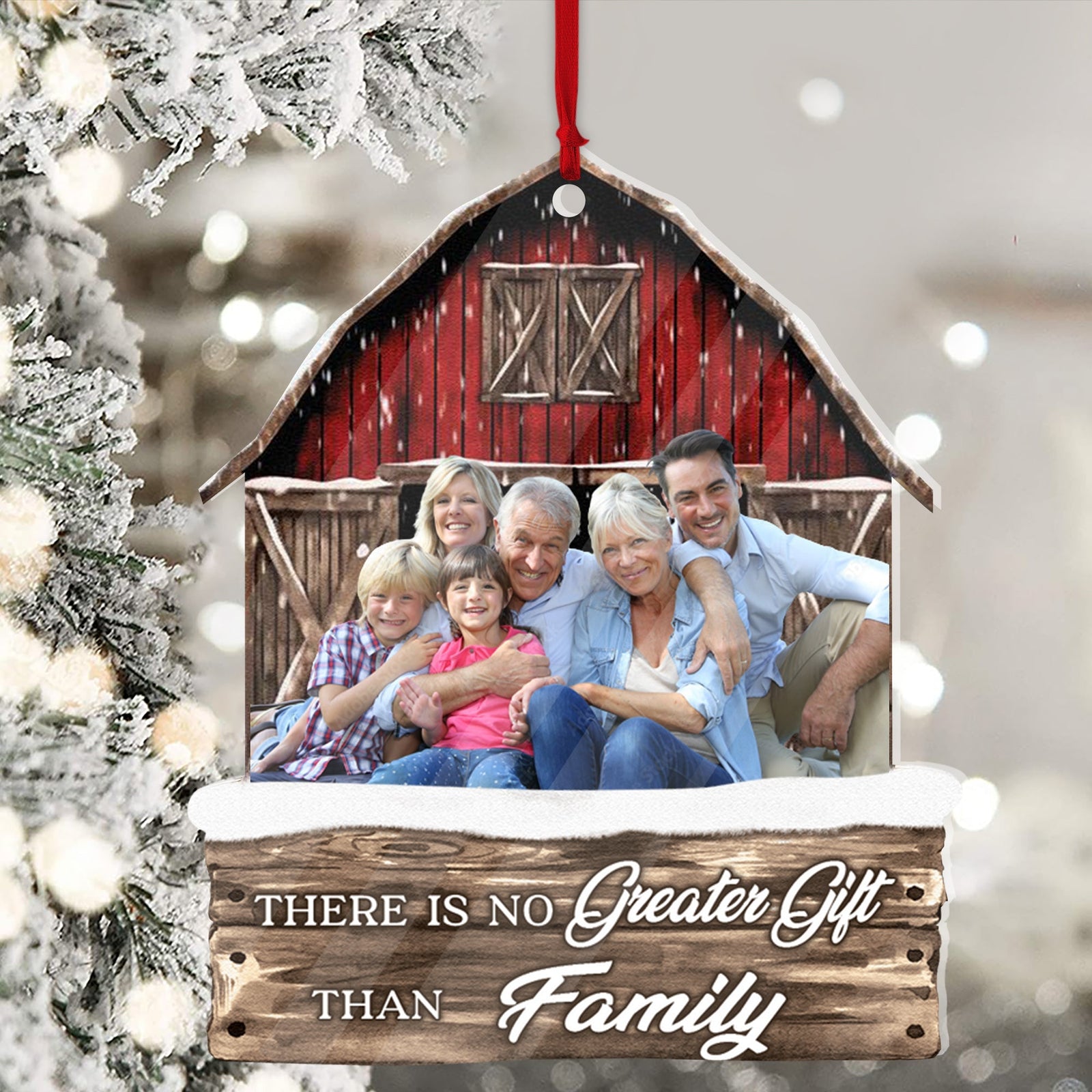 Blisscorners Christmas Gift, Custom Photo And Quote - Personalized Acrylic Ornament - Gift For Christmas, Family Gift2D Flat LM2111
