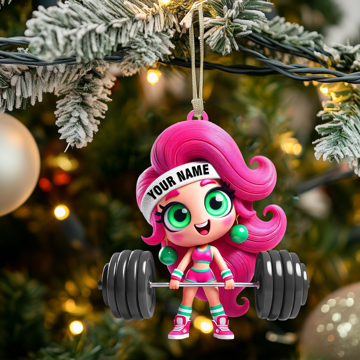 Blisscorners Chibi Girl Weightlifting Christmas Home Decor Christmas Ornament, Personalized Ornament2D Flat LM2211