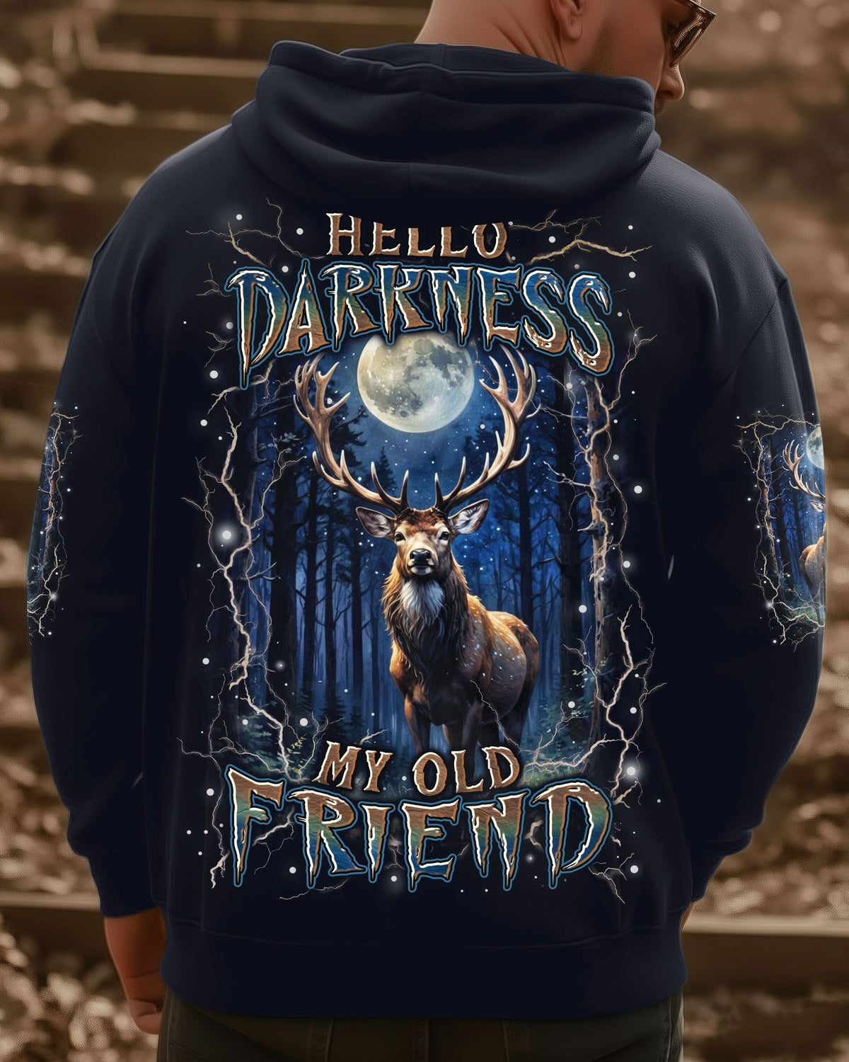 BLISSCORNERS HELLO DARKNESS MY OLD FRIEND DEER ALL OVER PRINT