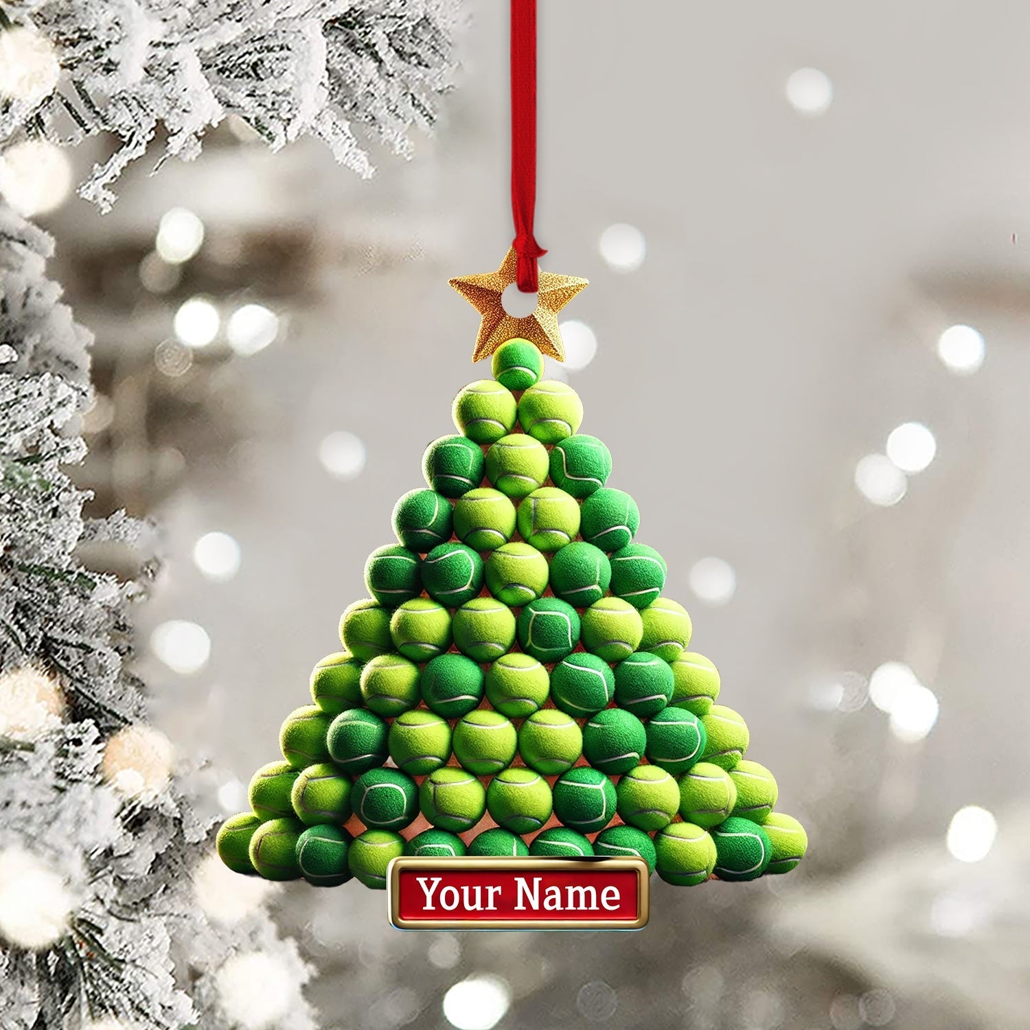 Blisscorners Tennis Ball Tree Christmas Ornament, Personalized Ornament2D Flat LM2211