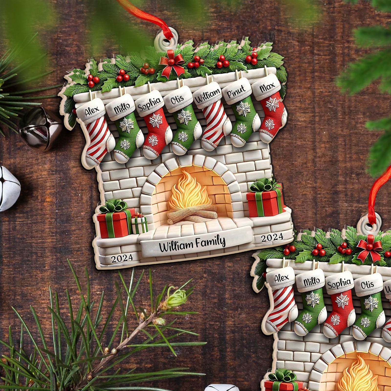 Blisscorners Custom Name Ornament, Christmas Stock Family2D Flat LM2211