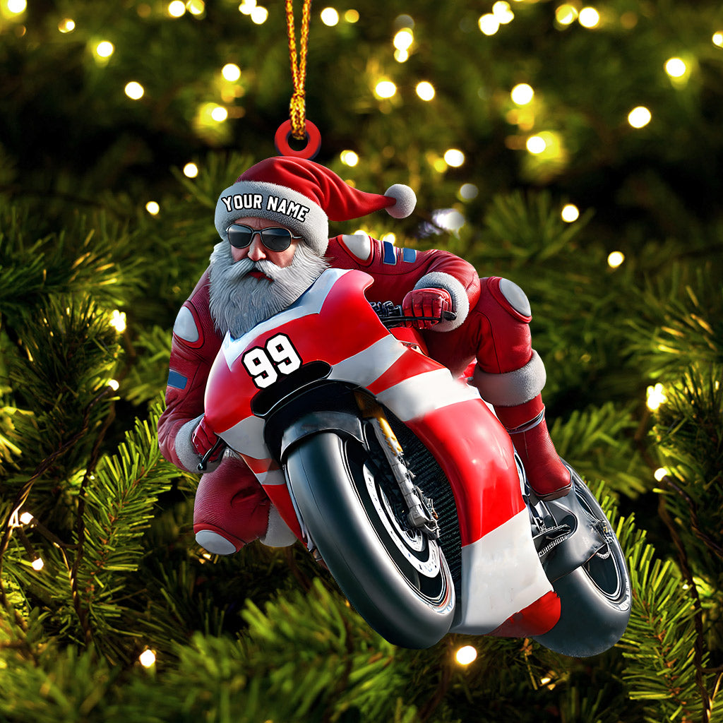 Blisscorners Santa Motobike Christmas Ornament, Personalized Ornament2D Flat LM2211