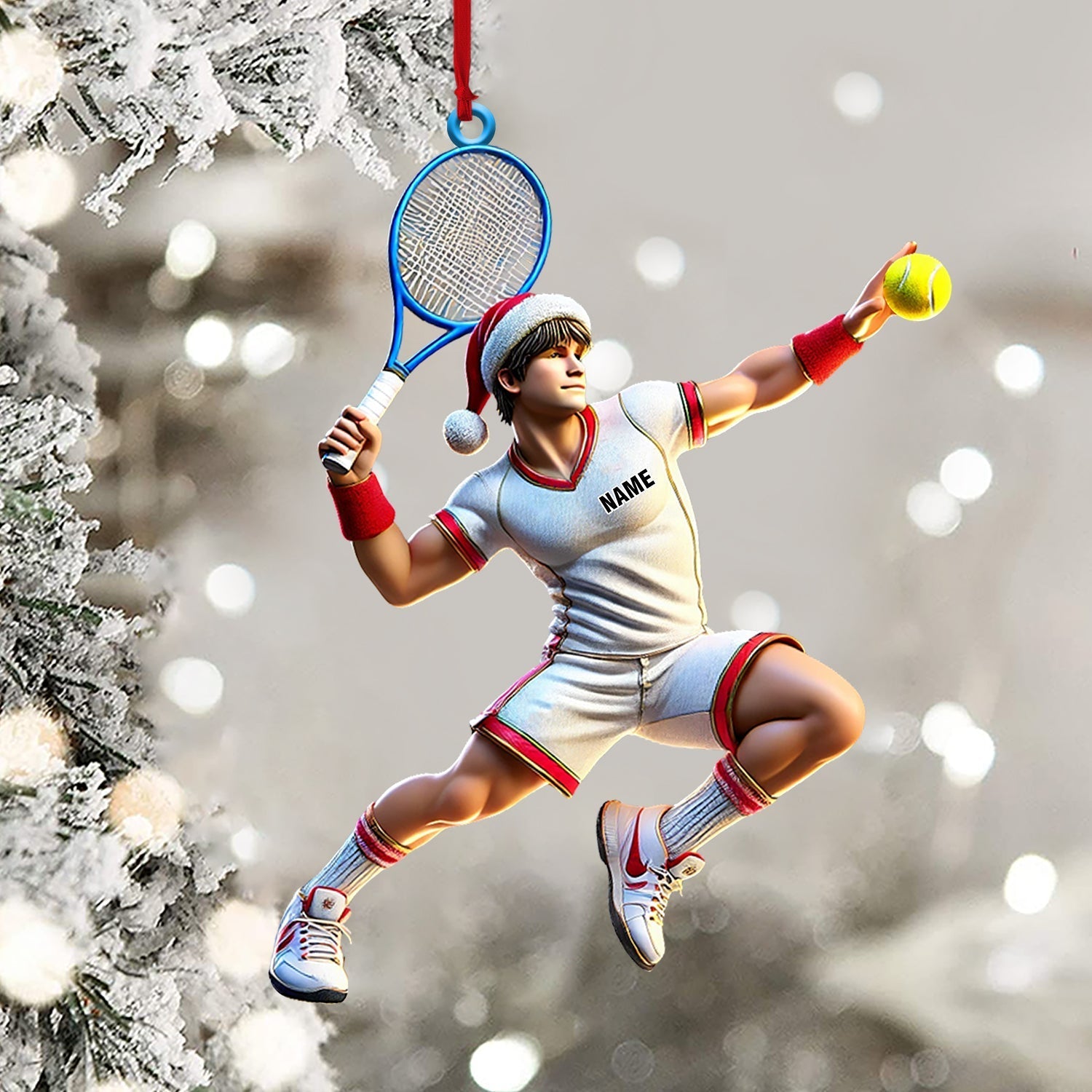 Blisscorners Tennis Player Christmas Ornament, Personalized Ornament2D Flat LM2211