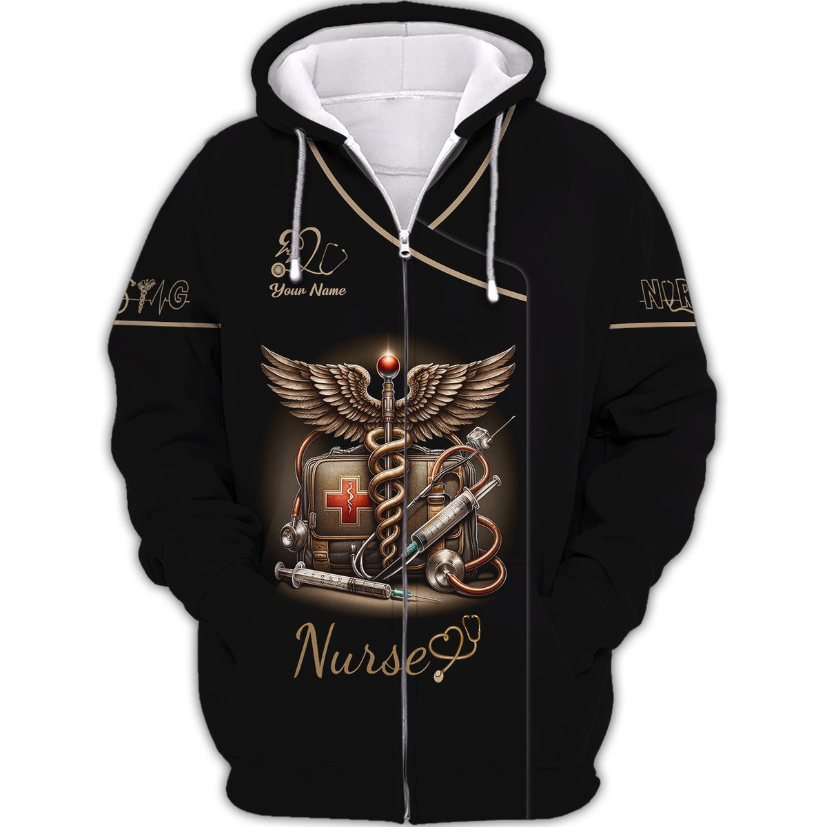 Blisscorners Personalized Nurse Shirt - Classic Medical Symbols Design for Healthcare Professionals