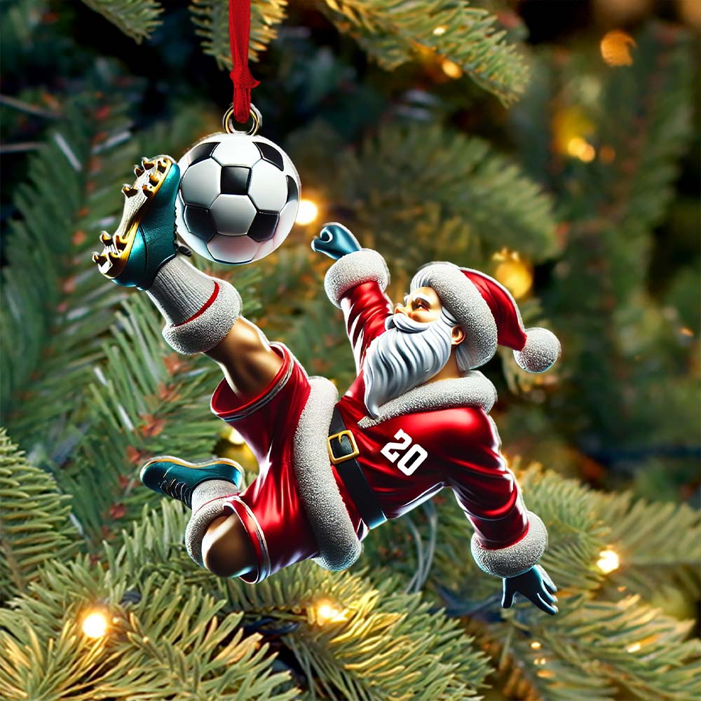 Blisscorners Custom Number Soccer Santa Ornament, Soccer Christmas Gifts2D Flat LM2211