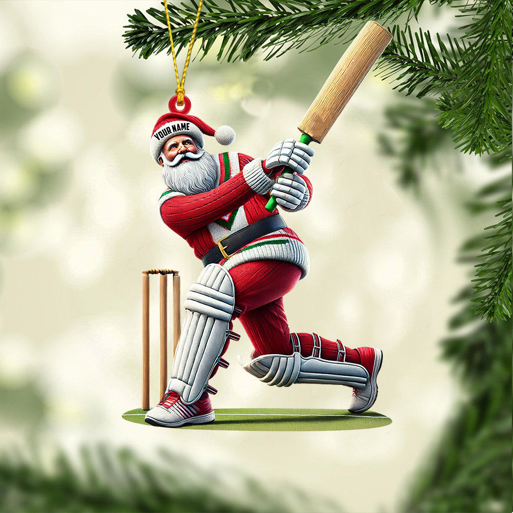 Blisscorners Cricket Ball Santa Pose Christmas Ornament, Personalized Ornament2D Flat LM2211