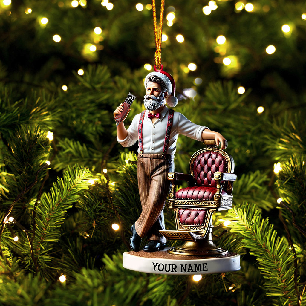 Blisscorners Santa Barber Christmas Ornament, Personalized Ornament2D Flat LM2211