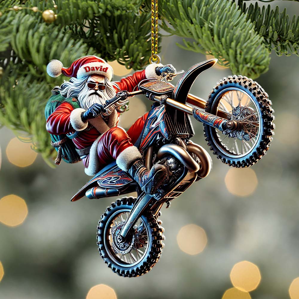 Blisscorners Custom Name Motocross Ornament, Motocross Lover Christmas Gift 72D Flat LM2211