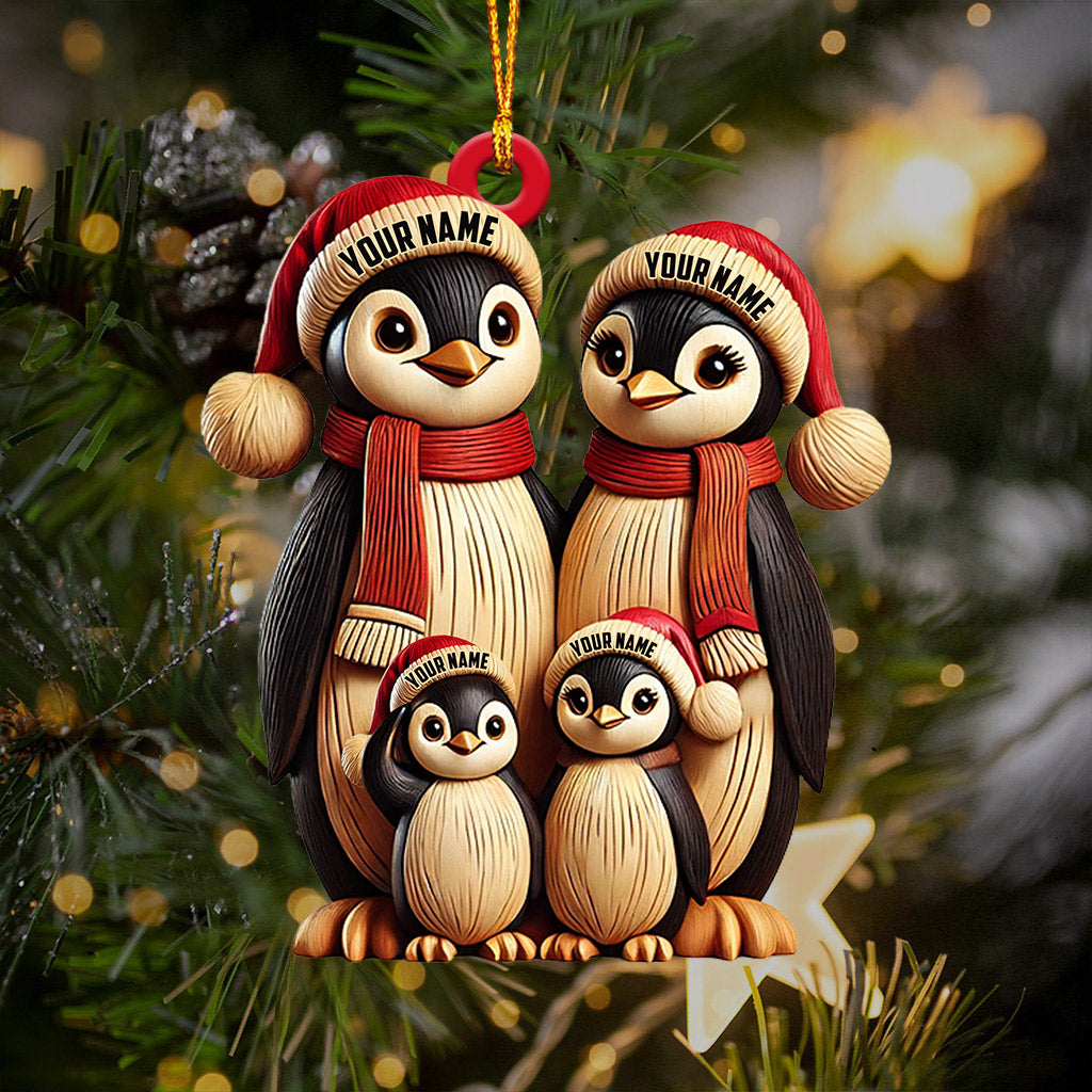 Blisscorners Penguin Family Christmas Ornament, Personalized Ornament2D Flat LM2211