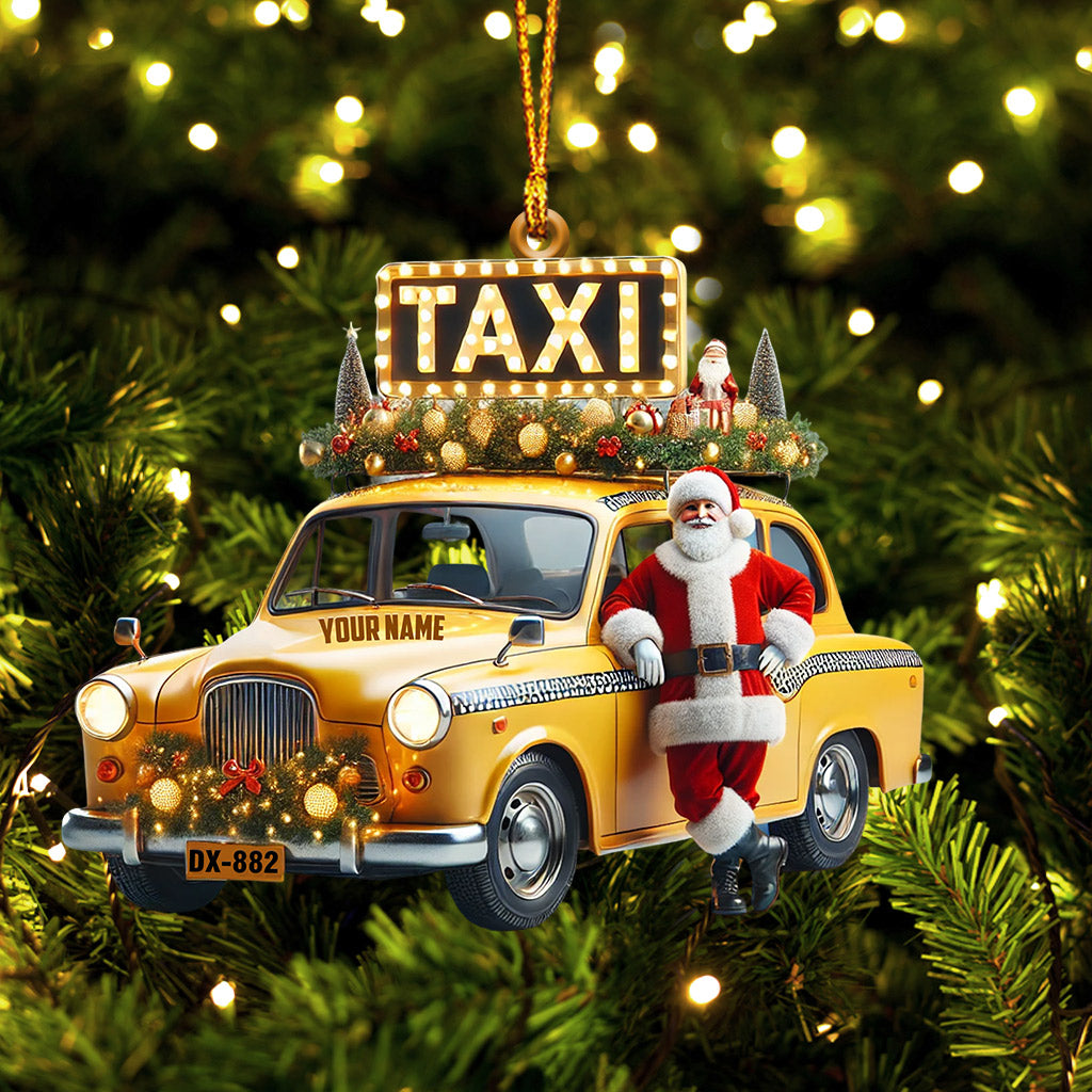 Blisscorners Santa Taxi Christmas Ornament, Personalized Ornament2D Flat LM2211