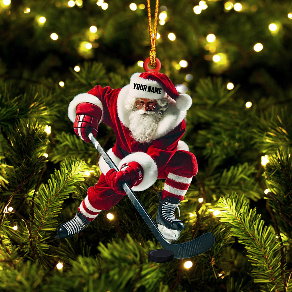 Blisscorners Hockey Santa Pose Christmas Ornament, Personalized Ornament2D Flat LM2211