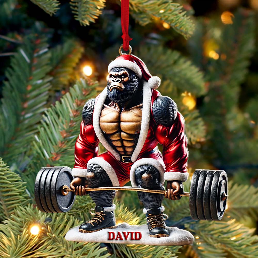 Blisscorners King Kong Weight Lifting Christmas Ornament, Personalized Ornament2D Flat LM2211